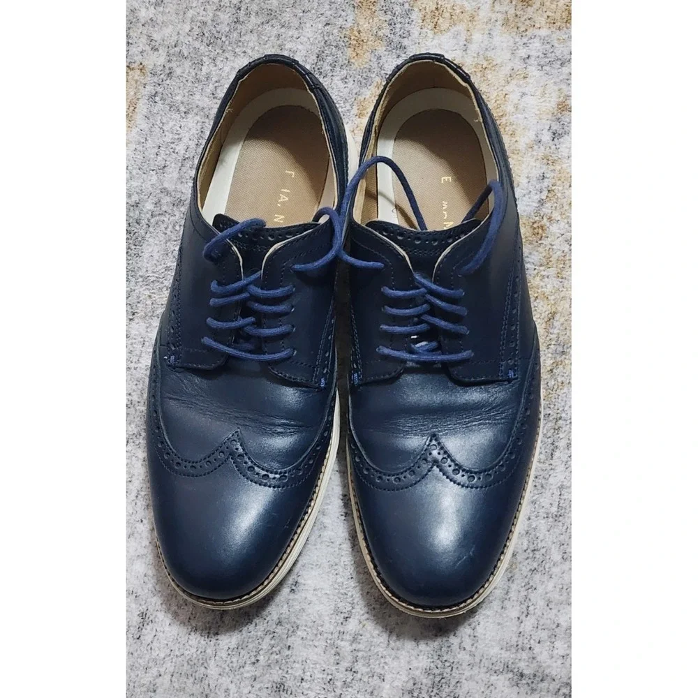 Cole Haan Mens Grand OS Wingtip Oxford Navy Blue Leather C24091 Sneaker Size 9.5